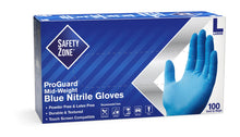 Load image into Gallery viewer, Safety Zone GNPR-LG-1M Powder Free Glove, 3.7 mil, L, Nitrile, Blue (Pack of 1000)
