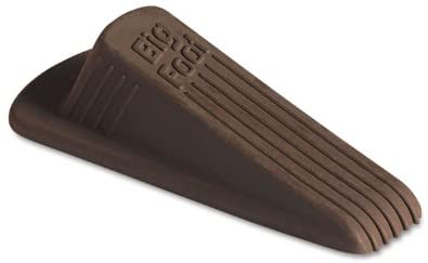 Big Foot Doorstop, No Slip Rubber Wedge, 2 1/4w x 4 3/4d x 1 1/4h, Brown, 2/Pack